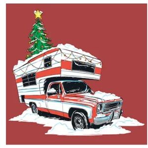 Festive Red and White Holiday Camper Ornament